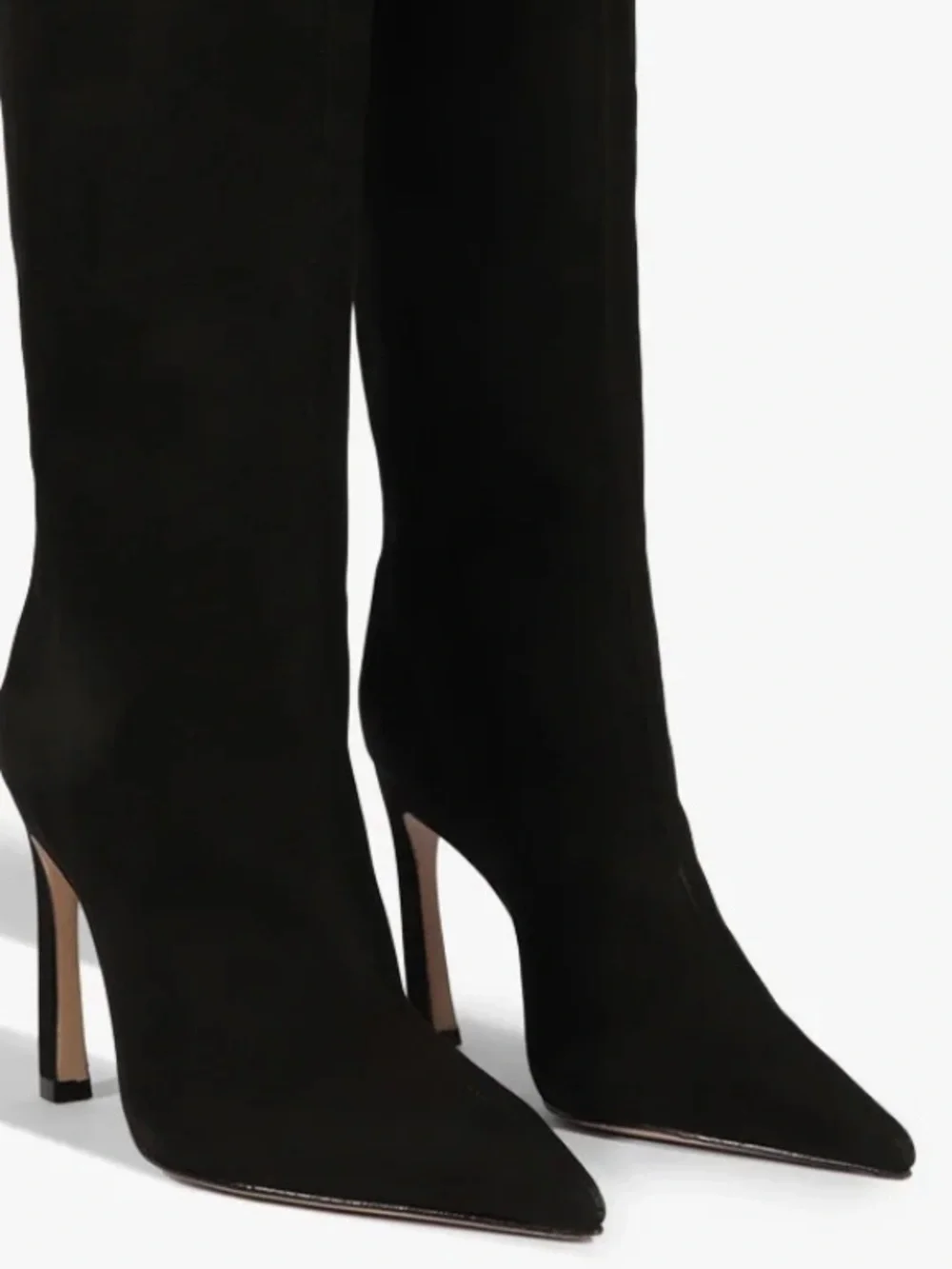SCHUTZ Black Suede MARYANA SCULPT LEATHER BOOT Pointed Stiletto Boots Size 9B